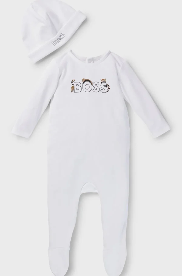HUGO BOSS Gaveæske Med Natdragt Og Hue Til Babyer Hvid New