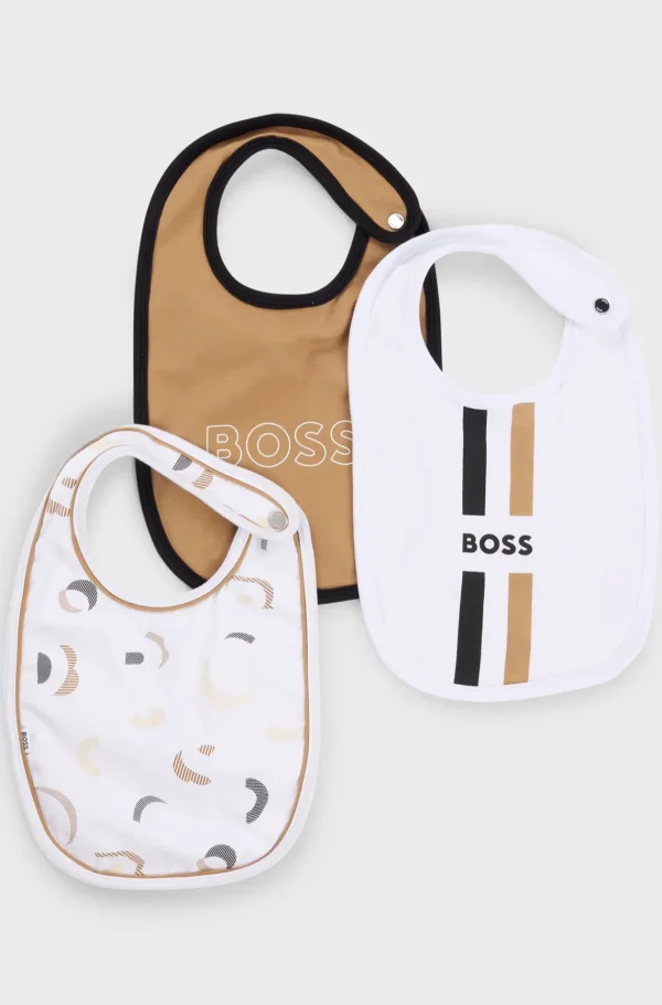 HUGO BOSS Gaveæske Med Tre Bomuldshagesmække Til Babyer Hvid New