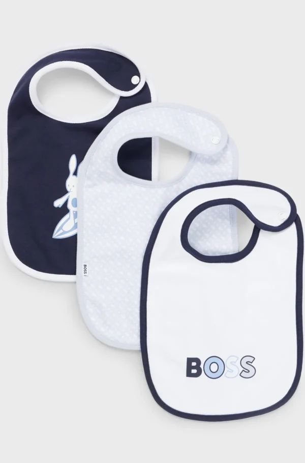 HUGO BOSS Gaveæske Med Tre Hagesmække Til Babyer I Bomuld Mørkeblå Sale