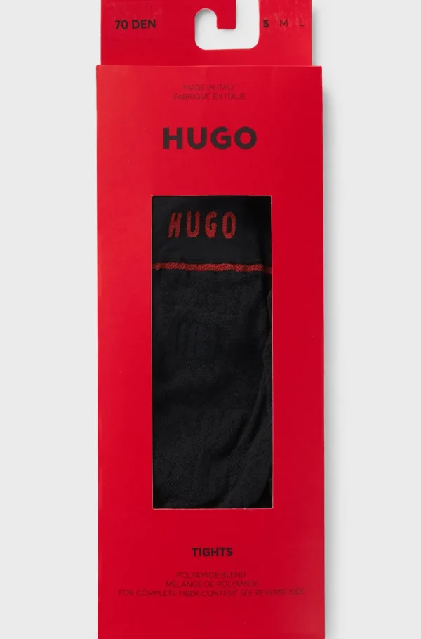 HUGO BOSS Gennemsigtige Strømpebukser Med Mønster Fra HUGO X Les Benjamins Sort Store