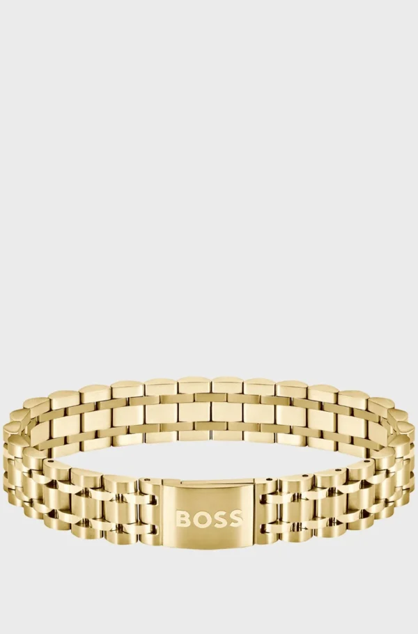 HUGO BOSS Gold-tone Cuff With Logo-engraved Magnetic Closure Guld Best