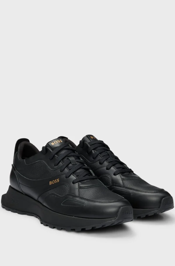 HUGO BOSS GORE-TEX Vandtætte Sneakers Med Snørebånd I Poleret Læder Sort Cheap
