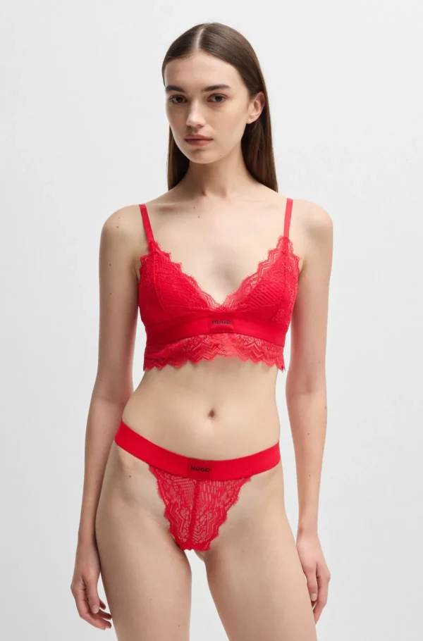 HUGO BOSS G-streng Af Geometriske Blonder Med t Logomærkat Rød Sale