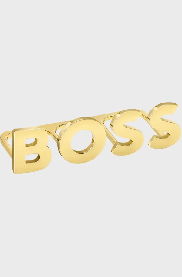 HUGO BOSS belagt Fingerring Med Logobogstaver Guld Sale