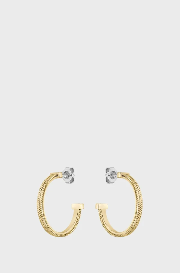 HUGO BOSS farvede Hoop-øreringe Med Sildebenstekstur Guld Fashion