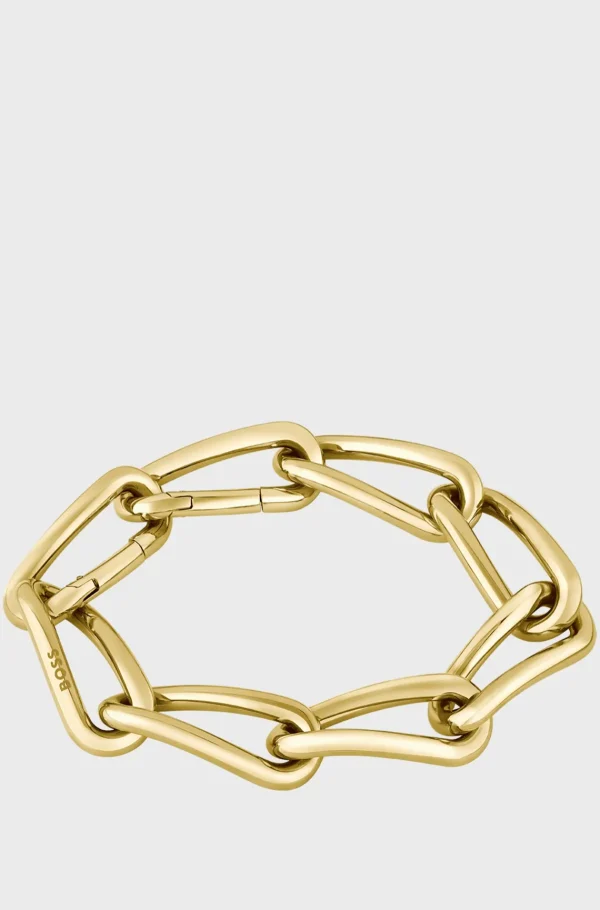 HUGO BOSS farvet Armbånd Med Snoede Rørformede Lænker Guld Best
