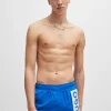 HUGO BOSS Halvforede Badeshorts I Hurtigtørrende Stof Med Lodret Logo Blå Cheap