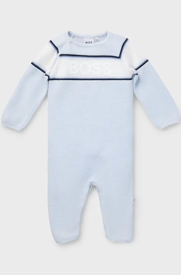 HUGO BOSS Heldragt Med Striber Og Logo Til Babyer Lyseblå Clearance