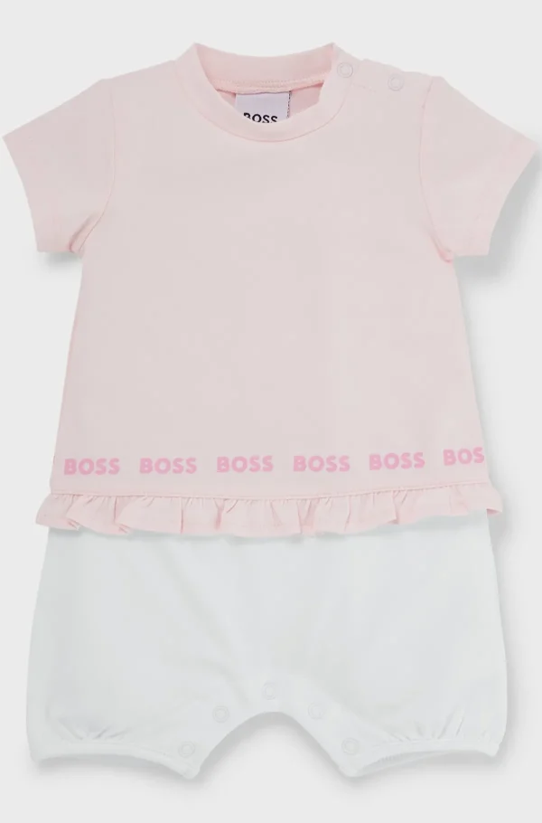 HUGO BOSS Heldragt Til Babyer I Bomuld Med Stræk Med Flæsekant Lys pink Outlet