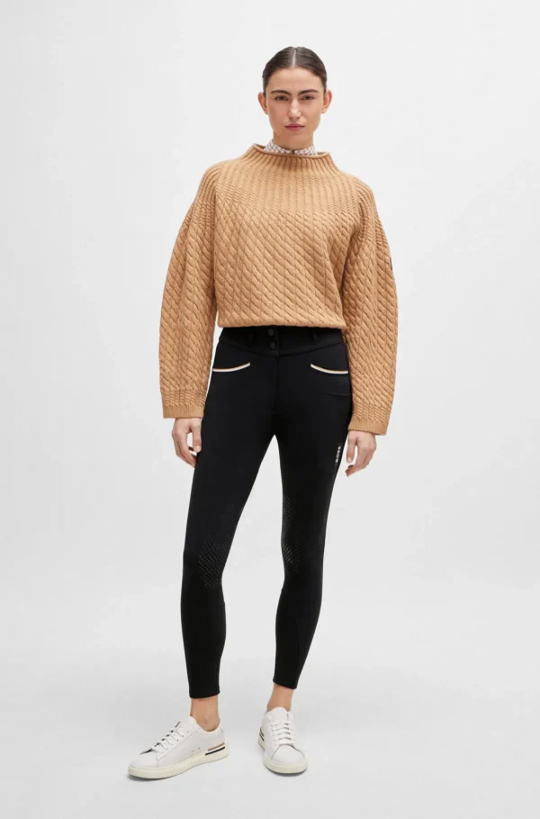 HUGO BOSS Højtaljede Ridebukser Med Knæskind Sort Sale