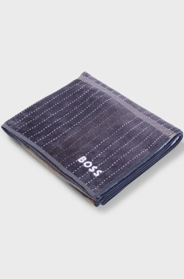 HUGO BOSS Håndklæde I Bomuldsfløjl Med Broderede Detaljer Mørkegrå Cheap