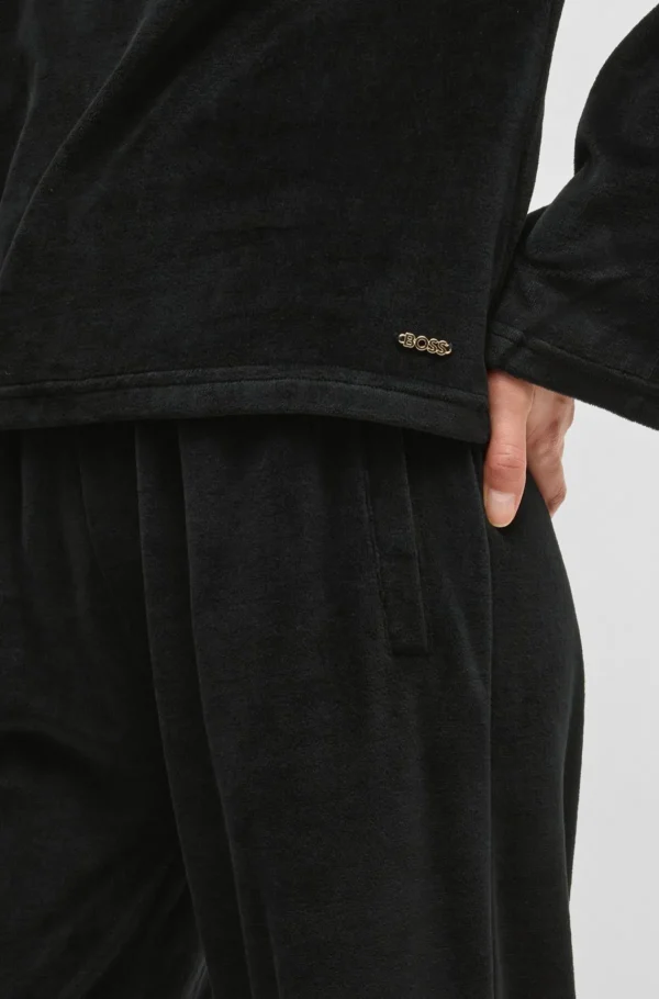 HUGO BOSS Hættetrøje I Bomuldsblandet Fløjl Sort Hot