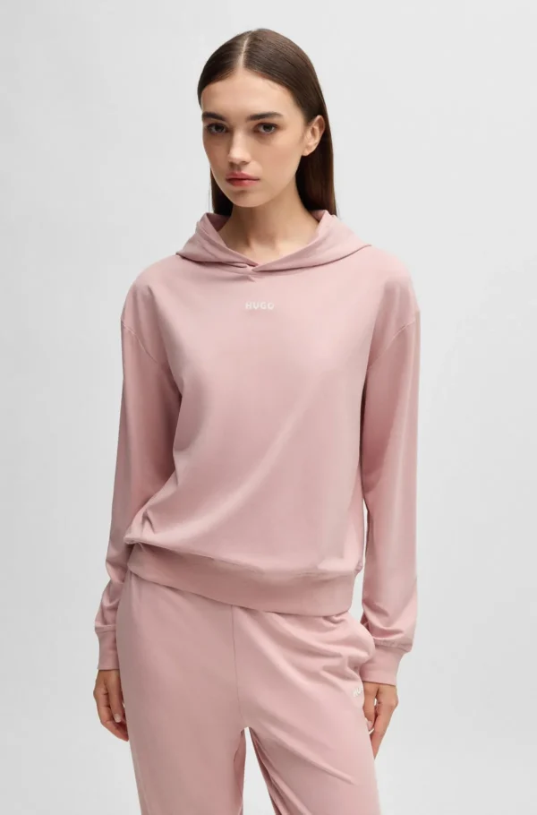 HUGO BOSS Hættetrøje I Jersey Med Stræk Og Logoprint Lys pink Shop