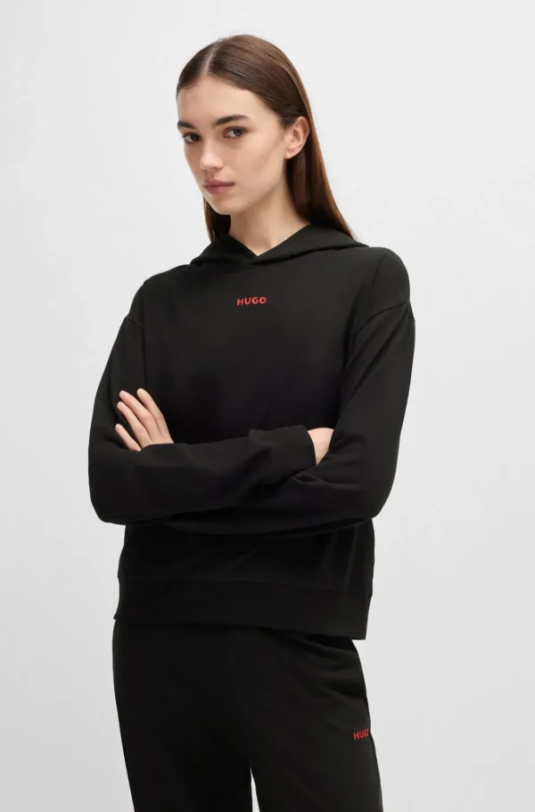 HUGO BOSS Hættetrøje I Jersey Med Stræk Og Logoprint Sort Shop