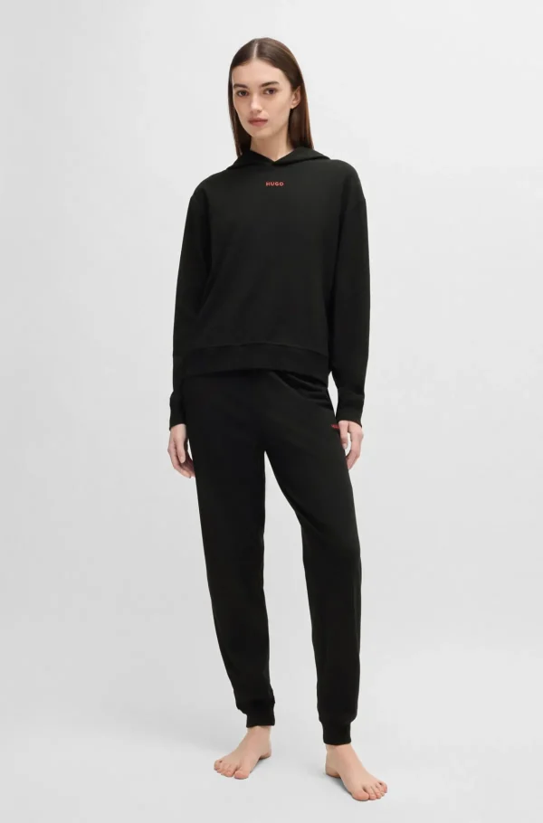 HUGO BOSS Hættetrøje I Jersey Med Stræk Og Logoprint Sort Shop