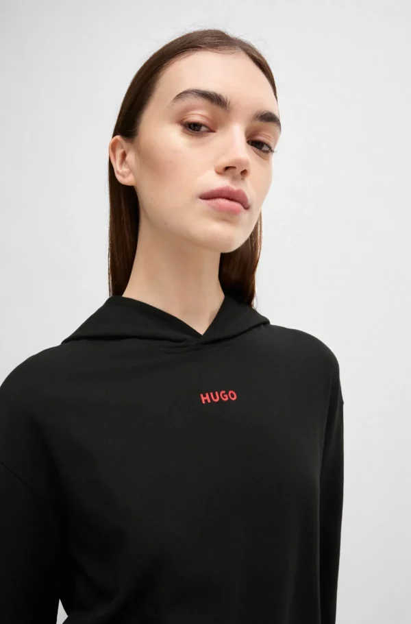 HUGO BOSS Hættetrøje I Jersey Med Stræk Og Logoprint Sort Shop