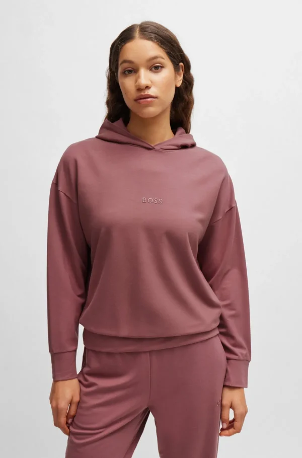 HUGO BOSS Hættetrøje I Sweatkvalitet Med Broderet Logo Lyserød Discount