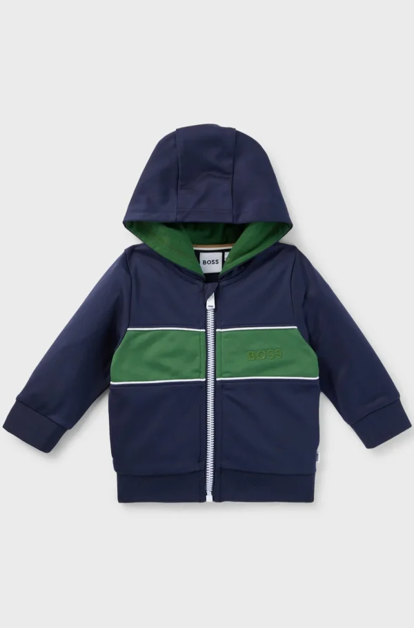 HUGO BOSS Hættetrøje Med Lynlås Og Broderet Logo Til Børn Mørkeblå Cheap