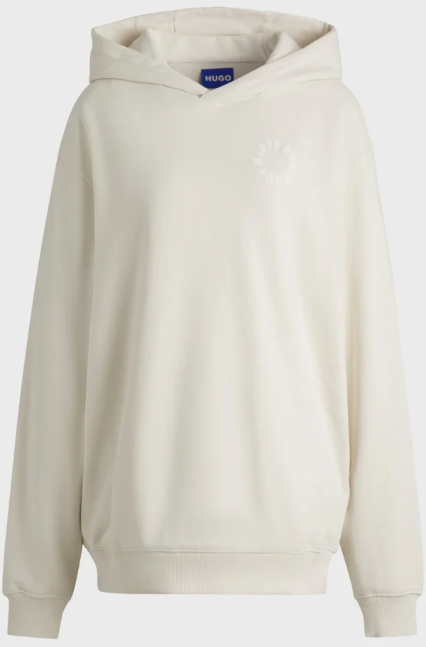 HUGO BOSS Hættetrøje Med Oversize Fit I Bomuldsfrotté Med Muntert Slogan Naturlig Fashion