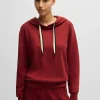HUGO BOSS Hættetrøje Med Signaturstribede Snøre Og Logoprint Mørkerød Best