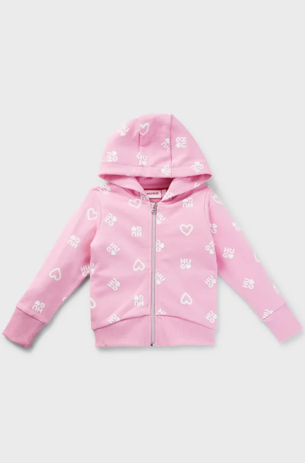 HUGO BOSS Hættetrøje Til Børn I Bomuldsblanding Med Hjerter Og Logoer Pink Online