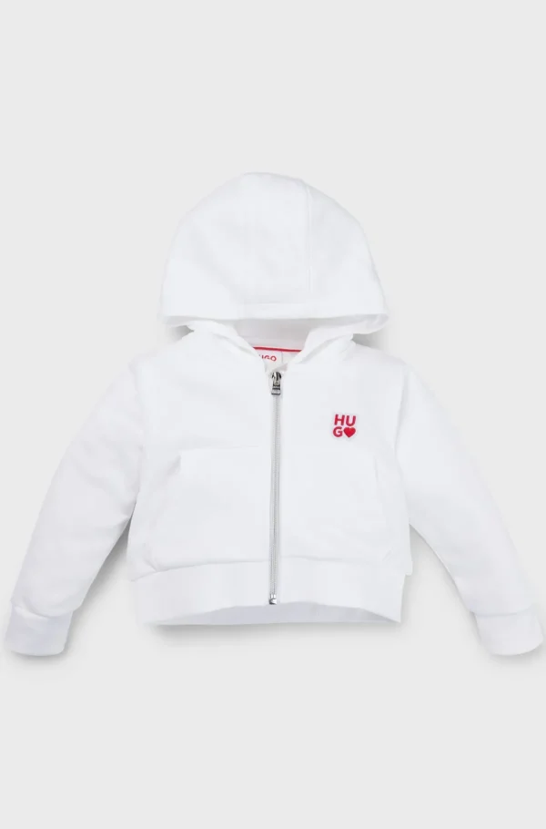 HUGO BOSS Hættetrøje Til Børn I Bomuldsblanding Med Lynlås Og Logodetaljer Hvid Online