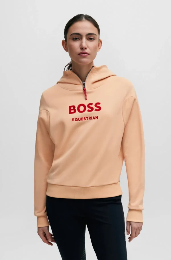 HUGO BOSS Hættetrøje Til Hestesport Med Lynlås Og Logomærke I Silikone Lys orange Discount