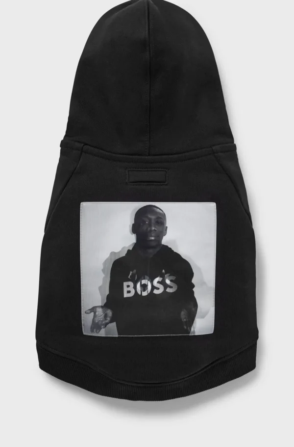 HUGO BOSS Hættetrøje Til Hunde I Bomuld Med Khaby Lame-inspireret Illustration Sort Fashion