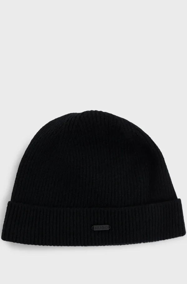 HUGO BOSS Hue Af Kashmir Med Logoplade Sort Discount