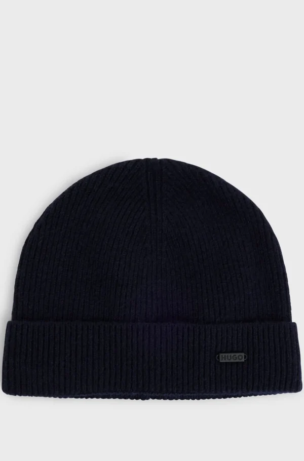 HUGO BOSS Hue Af Kashmir Med Logoplade Mørkeblå Flash Sale