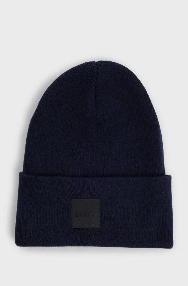 HUGO BOSS Hue I Bomuld Med Logomærkat Mørkeblå Clearance