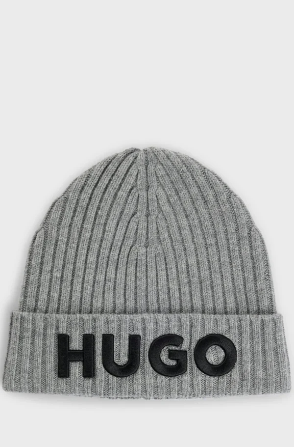 HUGO BOSS Hue I Ny Uld Med Logodetalje Grå Cheap
