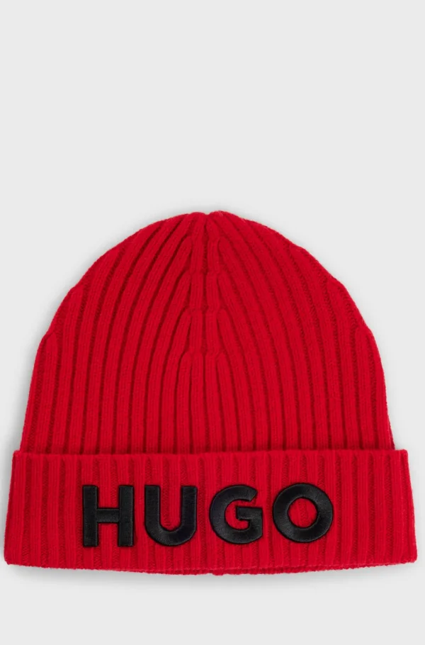 HUGO BOSS Hue I Ny Uld Med Logodetalje Rød Best Sale