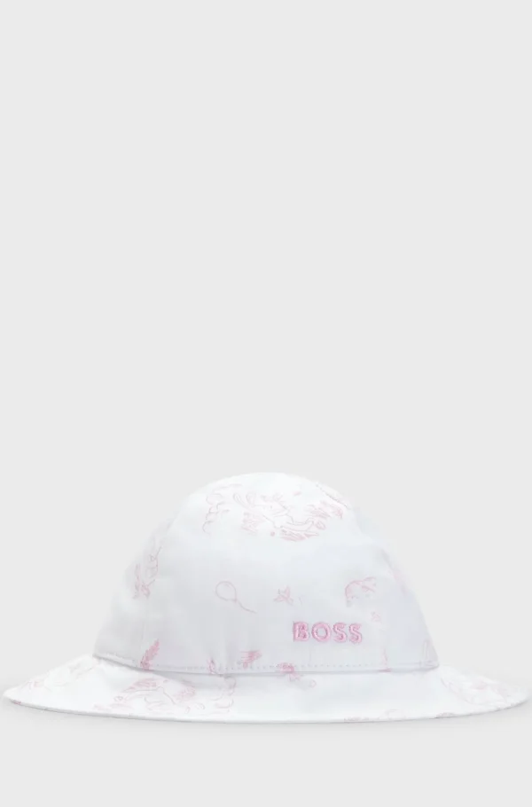 HUGO BOSS Hue Til Babyer Med Kanintryk Og Bindebåndslukning Hvid Best