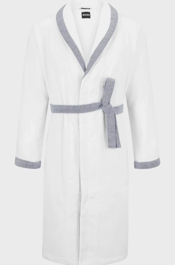 HUGO BOSS Morgenkåbe I Bomuldsfløjl Med Broderet Logo Hvid Online