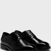 HUGO BOSS Italiensk Fremstillede Derby-sko I Læder Med Logo Sort Discount