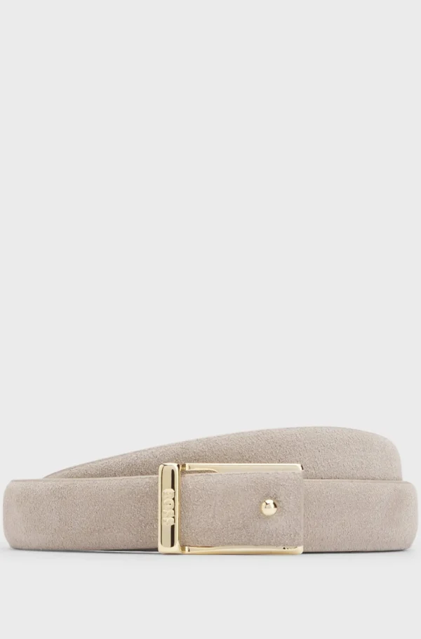HUGO BOSS Italiensk Ruskindsbælte Med Logospænde Lys beige Cheap