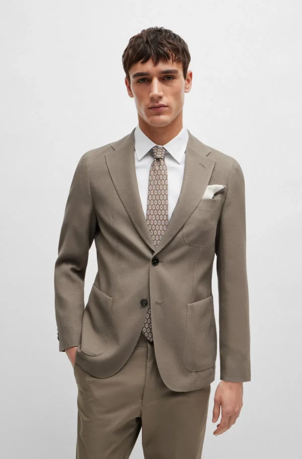 HUGO BOSS Jakke I Slim Fit Af Bomuld Og Ny Uld Beige Hot
