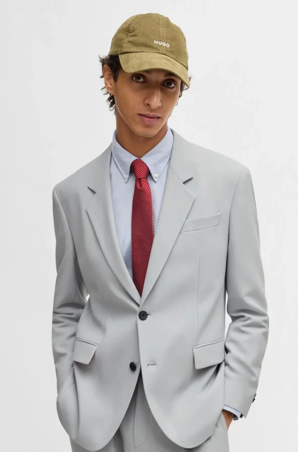 HUGO BOSS Jakke Med Moderne Fit I Twill Med Stræk Og Helforing Lysegrå Flash Sale