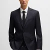 HUGO BOSS Jakke Med Slim Fit I Serge Af Ny Uld Mørkeblå Outlet