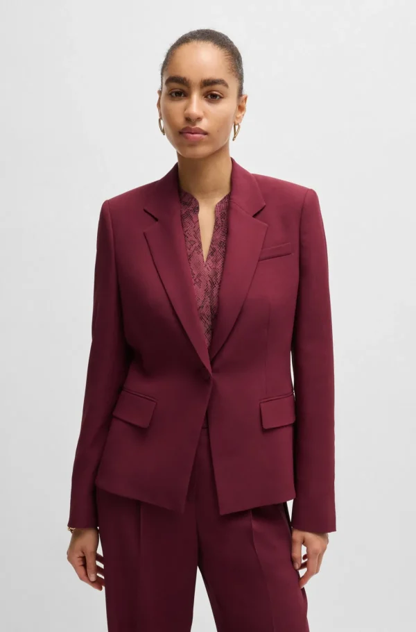 HUGO BOSS Jakke Med Slim Fit Og Lukning Med En Enkelt Knap Mørkerød Best Sale