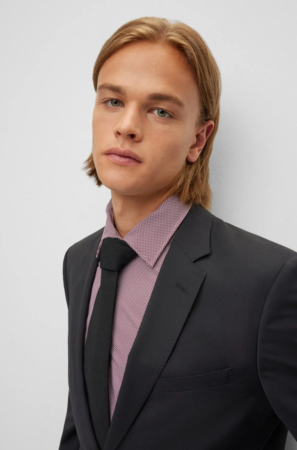 HUGO BOSS Jakkesæt Med Regular Fit I Uldblanding Med Stræk Sort New
