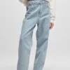 HUGO BOSS Jeans Med Baggy Fit I , Skakternet Denim Uden Stræk Lyseblå Best Sale