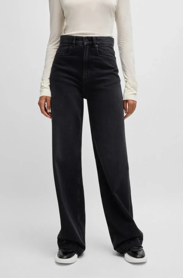 HUGO BOSS Jeans Med Brede Ben I Koksgrå Denim Sort Best Sale