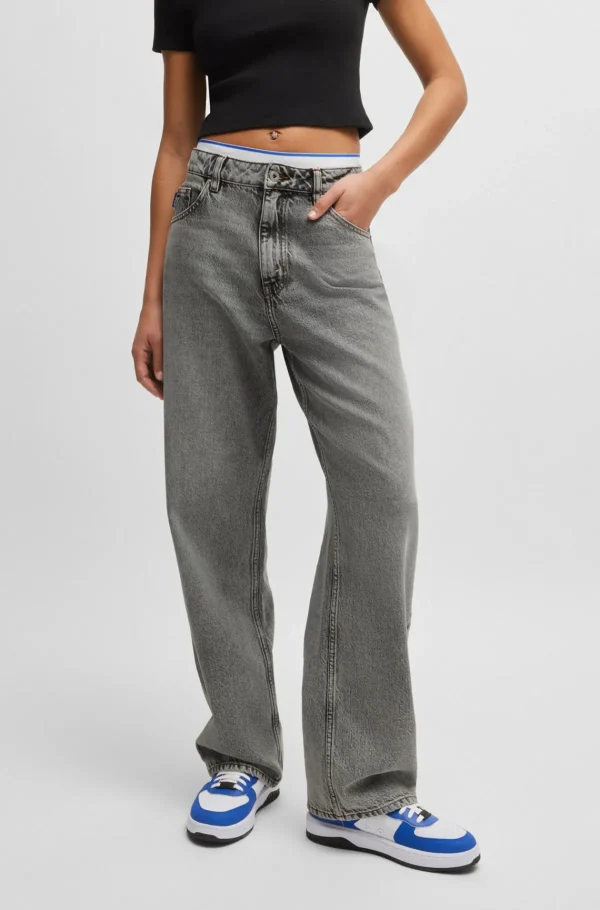 HUGO BOSS Jeans Med Relaxed Fit I Syrevasket Denim Uden Stræk Grå Sale