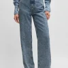 HUGO BOSS Jeans Med Vide Ben I Blå Denim Mørkeblå New