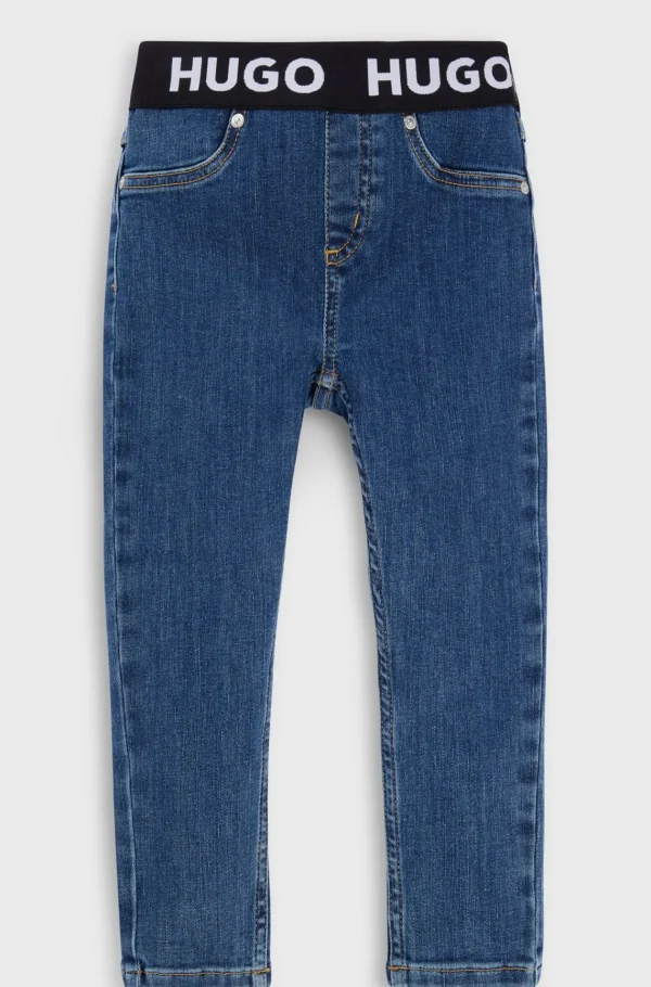 HUGO BOSS Jeggings Til Børn I Blå Strækdenim Med Brandet Linning Mønstret Sale