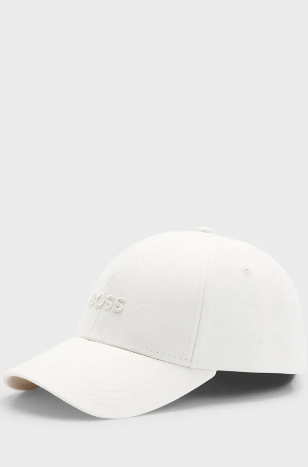 HUGO BOSS Kasket I Bomuldstwill Med Broderet Logo Hvid Clearance