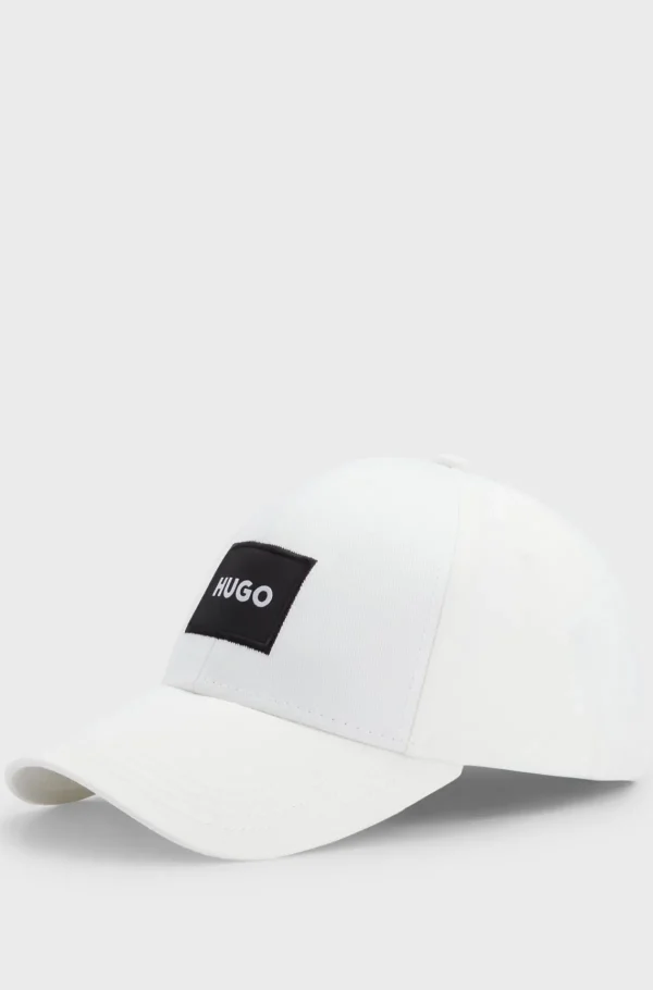 HUGO BOSS Kasket I Bomuldstwill Med Logomærkat Hvid Fashion