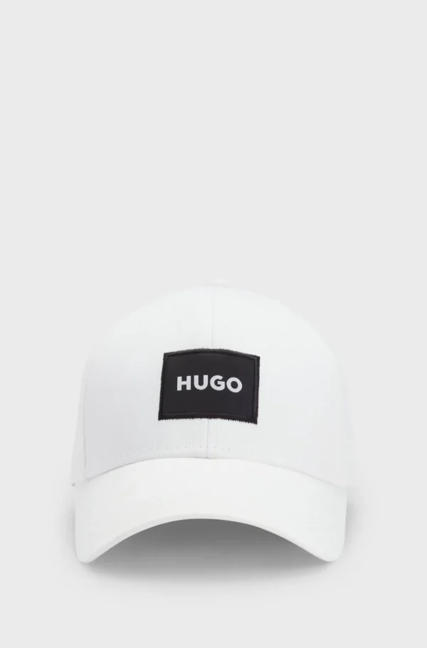 HUGO BOSS Kasket I Bomuldstwill Med Logomærkat Hvid Fashion